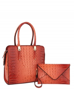 Fashion Croco Satchel with Clutch Bag Set HFQF-0049 ORANGE